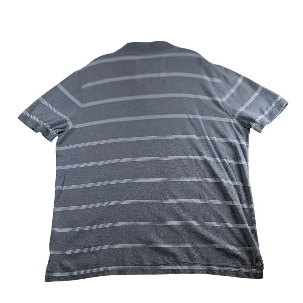 Urban Pipeline Mens XXL Gray White Striped Short Sleeve Polo‎ Shirt Cotton